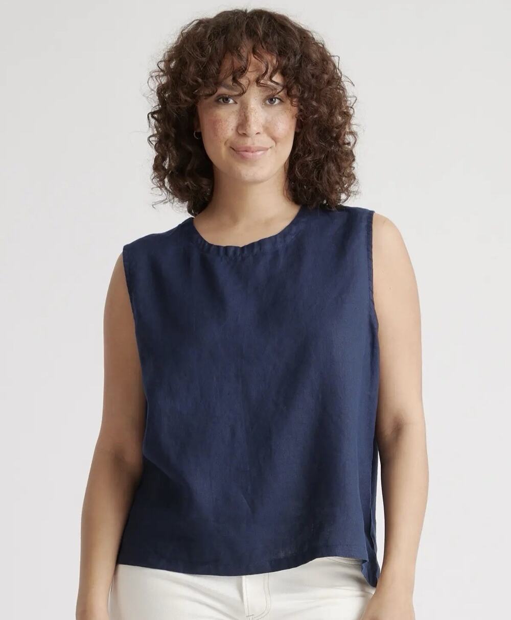 Quince 100% European Linen Tank / Deep Navy /XS